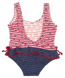 Navy & Red Anchor Swimsuit With Ruffle