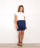 Girls White Cotton T-Shirt With Wing Double Maxi Collar