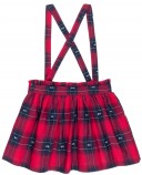 Girls Ivory Blouse & Red Tartan Skirt with Braces 