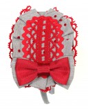 Gray & Red Polka Dot Hairband with Bow