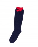 Navy Blue & Red Knitted Socks