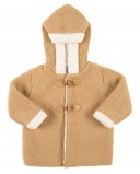 Beige Knitted Duffle Coat with Hood