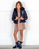 Abel & Lula Abrigo Niña Reversible Pelo Sintético & Acolchado Marino con Capucha