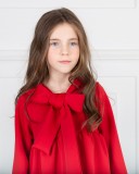 Missbaby Vestido Gala Rojo con Lazada Inglesa Cuello