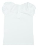 White Cotton T-Shirt with Polka Dot Ruffle Collar 
