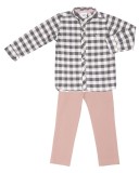 Boys Gray Gingham Shirt & Pink Trousers Set 