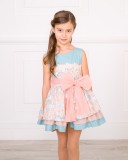 Girls Pink & Pale Blue Floral Print Dress Outfit