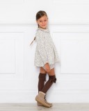 Girls Beige Jersey Cotton Kitty 2 Piece Shorts Set Outfit