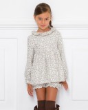 Girls Beige Jersey Cotton Kitty 2 Piece Shorts Set Outfit