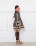 Girls Chocolate Metallic Padded Coat Outfit