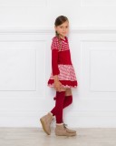 Girls Knitted Houndstooth Dress Outfit