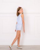 Girls Blue & White Striped Playsuit Outfit