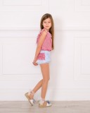 Girls Red & Blue Gingham 2 Piece Shorts Set Outfit