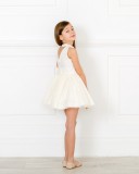 Girls Ivory Popelin & Tulle Flared Dress Outfit