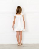 Girls White Linen Dress with Floral Brooch Outfit