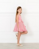 Girls Pink Satin & Tulle Flared Dress Outfit