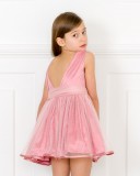 Girls Pink Satin & Tulle Flared Dress Outfit