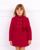 Girls Burgundy Coat with Velvet Bow