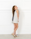 Girls Silver Shift Dress with Ruffle Collar Outfit