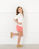 Girls Coral Pink Organic Cotton Shorts