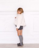 Girls Ivory Synthetic Fur Peplum Coat Outfit