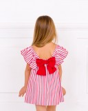 Girls Red & White Striped Dress with Back Maxi Bow Outfit