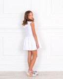 Girls White Cotton Lace Dress with Ruffle Collar
