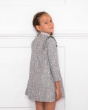 Girls Gray & White Star Print Dress with Bow Collar Outfit