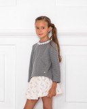 Girls Grey Sweatshirt & Ivory Bunny Skirt Set Outfit