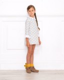 Girls Stars Dress with Mustard Knitted Poncho & Mink Suede Boots Outfit