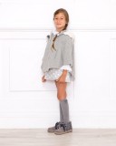 Girls Gray & White Hooded Cape