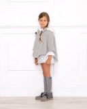 Girls Gray & White Hooded Cape