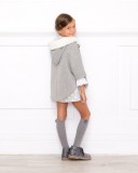 Girls Stars Dress with Gray Poncho & Gray Suede Boots Outfit
