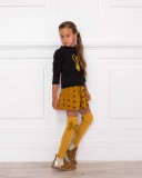 Black & Gold Cat Sweater with Mustard Black Cats Skirt Outfit