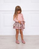 Girls Dusky Pink Jersey Dress With Floral Layered Skirt 