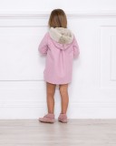 Girls Pink Double Sided Synthetic Fur Coat