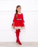 Girls Black Jersey Dress & Red Longs Socks Outfit