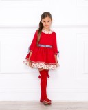 Girls Red & Floral Print Dress