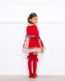Girls Red & Floral Print Dress