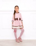 Girls Pale Pink & Chocolate Dress Outfit