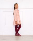 Girls Pale Pink Anna Dress & Burgundy Boots Outfit