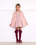 Girls Pink Coat with Ruffle Waist