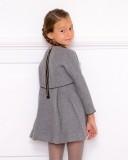 Girls Grey Wool 2 Piece Effect Dress & Grey with White Dots Cardigan Outfit