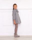 Girls Grey Coat with Bow 