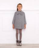 Girls Grey Coat with Bow 