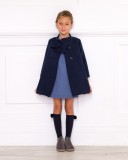 Girls Navy Blue Coat with Bow 