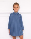 Girls Blue Pleated Dress