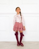 Girls Pink Melange Layered Skirt