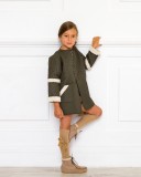 Girls Green Waterproof Quilted Jacket Outfit