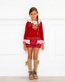 Girls Red Wool Sweater & Ruffle Shorts Set Outfit